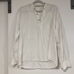 Handmade Cotton Long Sleeve Top womens XL Buttons White Lightweight